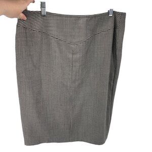 Harve Benard Womens Pencil Straight Skirt Houndstooth Stretch Black White 14